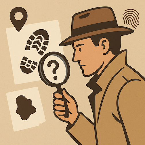 Detective examining clues