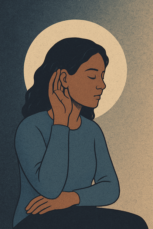 Woman listening for answer